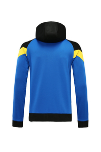 Ensemble de survêtement pour homme avec sweat à capuche zippé à manches longues et pantalon, style sportif, color block, coupe classique, pour l'automne, bleu, noir, jaune - Product Image 4