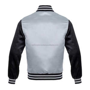 Hot Selling Men's Gray and Black Satin Bomber <b>Jacket</b> for Men <b>Lightweight</b> Two Pockets Snap Closure Shiny Outerwear for Daily Use - Product Image 2