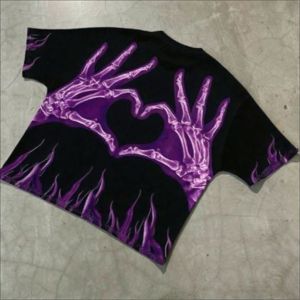 T-shirt personnalisé en coton 100% avec strass, délavé à l'acide, coupe oversize, épaules tombantes, style streetwear décontracté, écologique, avec motif graphique pour homme - Product Image 2