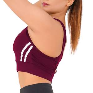 Sujetador deportivo con logo personalizado para mujer, espalda en Y, acolchado, tipo racerback, top sin mangas, de impacto bajo, con tirantes finos, para entrenamiento y yoga, OEM ODM - Product Image 3