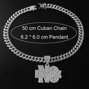 Collar con colgante de letras con incrustaciones de diamantes de imitación, chapado en oro, cadena cubana con diamantes de imitación, estilo Hip Hop, motivacional, estilo urbano, joyería con dijes - Product Image 2