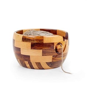 Wooden Yarn <b>Bowl</b> Round Hand <b>Knitting</b> Crochet Holder with Cutout Simple Design Durable - Product Image 3