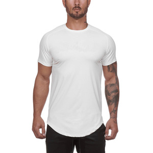 <b>Men's</b> Fitness Muscle <b>T</b>-<b>Shirt</b> with <b>Longline</b> Curve Hem Wholesale Gym Sports Training Wear Sublimation Body Building Blank Design - Product Image 2