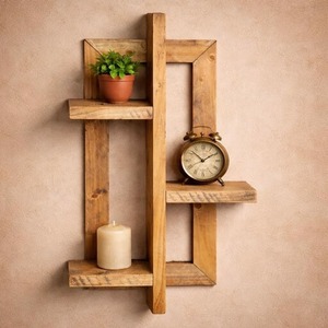 Estantes flotantes de madera para decoración del hogar, dormitorio, sala de estar, oficina, cocina y organización decorativa elegante - Product Image 1