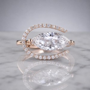 3.01CT Marquise Cut <b>Diamond</b> Unique Shapes <b>Ring</b> Lab Grown 14k Rose Gold Fine Anniversary Engagement Party Occasion Charms - Product Image 3