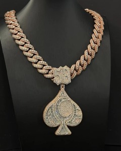Collar con Colgante de Espada de Moissanita Chapado en Oro de 18k Estilo Hip Hop con Microincrustaciones de Corte Brillante Redondo, Joyería para Hombre Estilo Rapper - Product Image 2