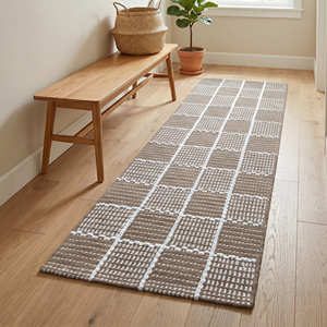 Alfombra de Cocina de Algodón Tejida a Mano con Rayas Azules para el Área de Desayuno, Lavadero y Hogar Costero - Product Image 6
