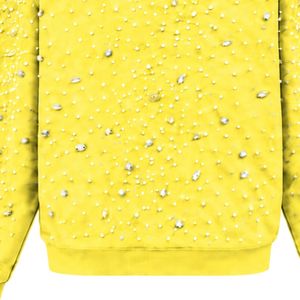 Sudadera con capucha amarilla limón con cremallera completa, chaqueta de lujo con perlas incrustadas, sudadera con capucha de manga larga con bolsillos delanteros - Product Image 6