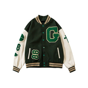 Black PU Varsity <b>Jacket</b> Men Preppy Style Embroidered Letter T Front Turn-down <b>Collar</b> Regular Fit Autumn Wear - Product Image 3