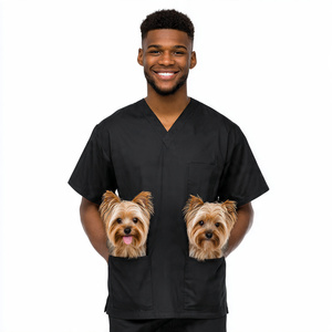 Chaleco de Peluquería Canina Impermeable con Doble Bolsillo, Cuello en V, Color Negro, Ropa de Trabajo para Peluquería Canina - Product Image 3