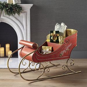 Stylish Red Metal Sleigh <b>Christmas</b> Decoration Outdoor Holiday <b>Display</b> Durable Irregular Shape - Product Image 6
