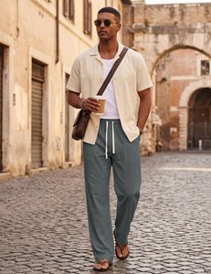 Fashion <b>Trousers</b> For Men 100% Cotton Comfy Baggy Solid Joggers Pants Soft Yoga Lightweight Streetwear Lounge Casual Pants Pocket - Product Image 3