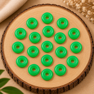 Pendentif en chalcédoine verte chrysoprase lisse en forme de donut de 15 mm, pierre précieuse facettée pour la fabrication de bijoux, guérison par les cristaux, énergie Reiki, collier - Product Image 5