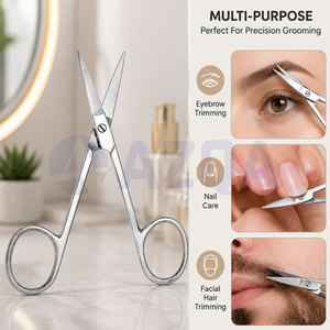 Ciseaux multi-usages en acier inoxydable pour la coupe des ongles, des sourcils et des poils du visage, avec lames tranchantes pour un toilettage professionnel - Product Image 3