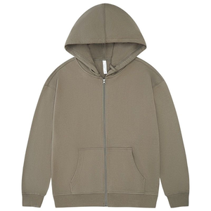 Sweat à capuche zippé personnalisé unisexe en polaire/tissu éponge français respirant, séchage rapide, délavé à l'acide, coupe oversize, grammage lourd - Product Image 1