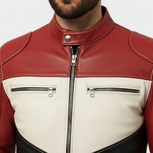 Blouson d'hiver en cuir noir pour homme, coupe ajustée, style motard, vente en gros - Product Image 3