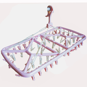 Collapsible Foldable Heavy Duty <b>Plastic</b> 52-Clip Laundry Drying Rack for Adult Kids Underwear Baby Clothes Bathroom Wardrobe Use - Product Image 5