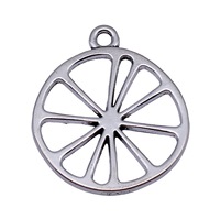 Breloque en forme de tranche de citron creuse 27x24mm en alliage de zinc, couleur argent, pour la décoration artisanale sur le thème des fruits d'été
