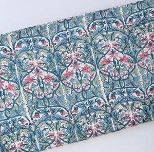 Premium Blue Floral Block Print Cotton <b>Fabric</b> Traditional Botanical <b>Textile</b> for Dresses Quilting Sewing <b>Home</b> Decor and Apparel - Product Image 3