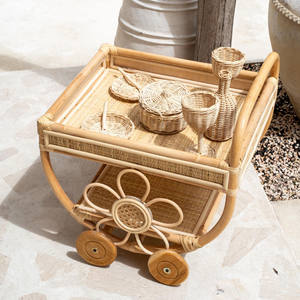 Carritos de juguete sostenibles de ratán, carritos de té de ratán, carritos de juego para niños. - Product Image 6