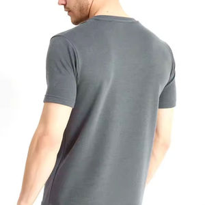 Most Popular Men's Solid Gray Cotton Crew Neck T-Shirt <b>Set</b> Casual Summer Shorts <b>Knitted</b> Breathable Streetwear Outfit - Product Image 4