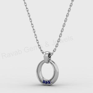 จี้ห้อยคอทรงกลมประดับไพลินควอตซ์สามเม็ด ดีไซน์เรียบหรู ชุบทอง 18k เงินแท้ 925 ของขวัญสำหรับผู้หญิง สื่อถึงความรักคู่รัก - Product Image 2