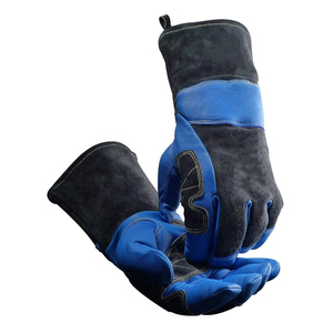 14 Inches Palm Reinforced <b>Fleece</b> Lining Goat Skin Leather Tig Welding Gloves Hot Sale Top Quality Safety <b>Work</b> Gloves For Welder - Product Image 1