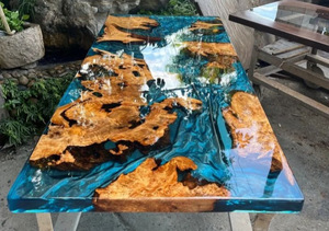 Table à manger en bois époxy moderne, écologique et durable, mobilier pour la maison, idéale pour la salle à manger et l'entrée - Product Image 3