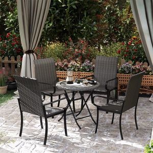 Set di 4 Sedie a Dondolo in Rattan, Elegante Arredamento da Giardino - Product Image 1