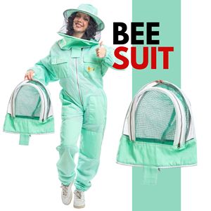 Combinaison d'apiculture ventilée avec double voile rond, couleur aqua, protection anti-coupure, résistante à la chaleur, protection de niveau D 150°C - Product Image 1