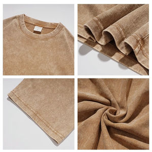 เสื้อยืดผู้ชายคอตตอน 100% ทรงหลวม ไหล่ตก สไตล์วินเทจ ย้อมสีแบบ Stone Washed เนื้อผ้าหนา คุณภาพดี - Product Image 3