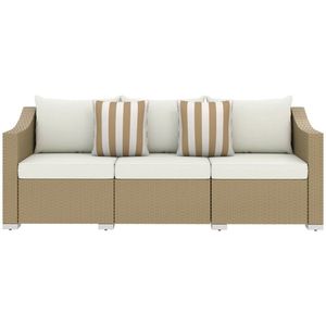Set da Giardino a 3 Posti con Divano Doppio Bianco Crema per Esterni - Product Image 5