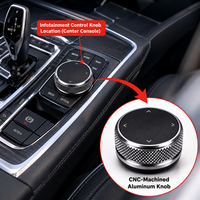 Pièces CNC personnalisées de haute précision pour l'intérieur de voiture, bouton d'infodivertissement