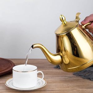 Bouilloire à café en acier inoxydable à bec col de cygne, plaquée or, pour infusion de précision, théière pour préparer le café et le thé - Product Image 3