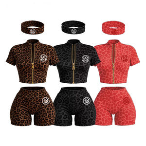 Conjunto de falda de dos piezas con lunares para mujer, top corto con cremallera y falda plisada de tenis, chándal informal de verano, ropa de descanso ajustada. - Product Image 2