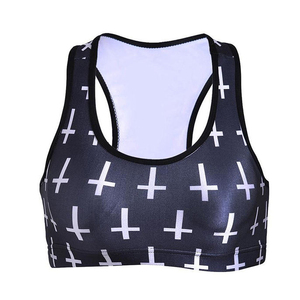 Women Racerback Sports Bra Geometric <b>Plus</b> Print Breathable Medium Support Fitness Workout <b>Top</b> Spandex Polyester Sports Bra - Product Image 1