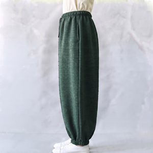 Pantalones de forro polar para mujer al por mayor, holgados, de corte oversize, cálidos, de pierna ancha, informales de invierno, de algodón, ropa. - Product Image 3