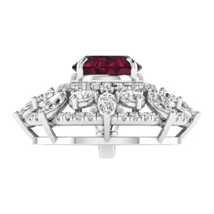 Luxury Women's 925 Silver <b>Ruby</b> Pendant <b>Necklace</b> With Oval Cut Diamonds Engagement Jewelry - Product Image 2