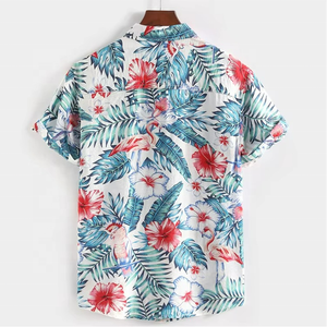 Chemise hawaïenne décontractée pour homme, à manches courtes, en coton, avec impression numérique personnalisée, vente en gros - Product Image 2