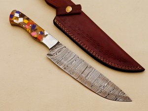 Juego de Cuchillos de Chef Hechos a Mano de Acero Damasco de Alta Calidad, Mango de Resina Ambidiestro, Material Inoxidable, Patrón Hermoso para Uso en la Cocina - Product Image 5