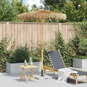 Parasol Tiki en bambou naturel et feuilles de bananier, diamètre 59,1 pouces, pour usage en terrasse - Product Image 1