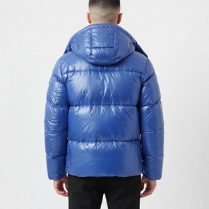 Abrigos Acolchados Brillantes con Capucha para Hombre, Chaqueta de Plumón con Capucha, Logotipo Personalizado, Exterior Recubierto, Precio al por Mayor - Product Image 3