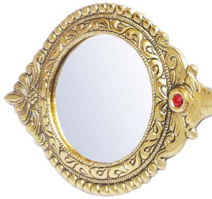 Gold Decorative <b>Handheld</b> <b>Mirror</b> Ornate Round Vanity <b>Mirror</b> Vintage Wedding Dresser Decor - Product Image 3