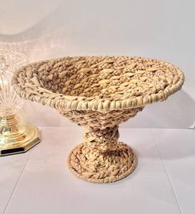 Corbeille à fruits sur piétement en jacinthe d'eau naturelle du Vietnam, écologique, faite à la main, qualité commerciale, style vintage rustique, bol centre de table - Product Image 3