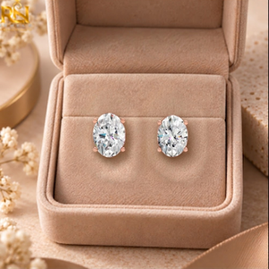 Exquisitos Pendientes de Diamantes Cultivados en Laboratorio con Corte Ovalado en Oro de 10K |   Diseño Clásico de Solitario |   Joyería Fina de Lujo Certificada por IGI para Mujer - Product Image 4