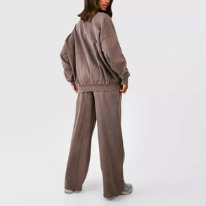 Fashionable Women’s Casual Stylish Acid wash Sweatshirt and Jogger Set Casual Streetwear Loose Fit Two Piece <b>Zip</b> <b>Up</b> Tracksuits - Product Image 2