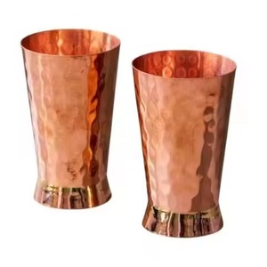 Juego de 4 vasos de cobre con borde de acero, diseño martillado, para cenas familiares, catering y cocinas caseras - Product Image 6