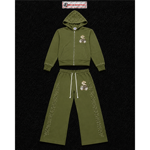 Conjunto Deportivo Personalizado para Hombre, Sudadera con Cremallera Completa y Pantalones Anchos, con Logotipo Gráfico, Ropa Deportiva Casual, Venta al Por Mayor - Product Image 5