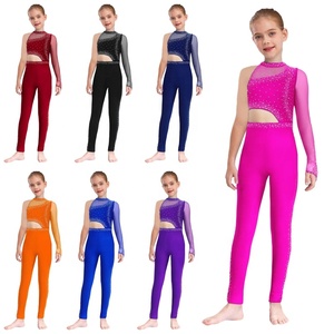 Costume de danse patinage artistique pour filles de 6 à 16 ans, combinaison complète, justaucorps, vêtements de danse, spectacles sur scène, vêtements d'entraînement - Product Image 1