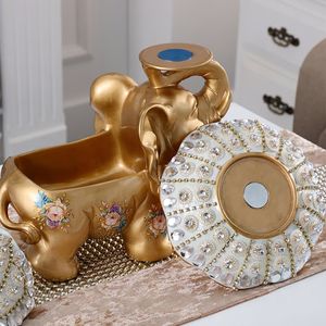 Cestino di frutta elefante oro e bianco con scatola di tessuto in resina vassoio Snack per la decorazione della casa - Product Image 4
